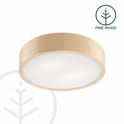 Taklampa NATURAL 2xE27/60W/230V Ø 37,5 cm furu