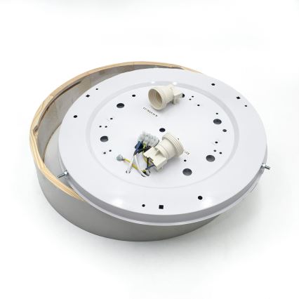 Taklampa NATURAL 3x E27/15W/230V Ø 37,5 cm furu/vit