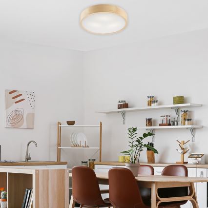 Taklampa NATURAL 3xE27/60W/230V Ø 47 cm i furu