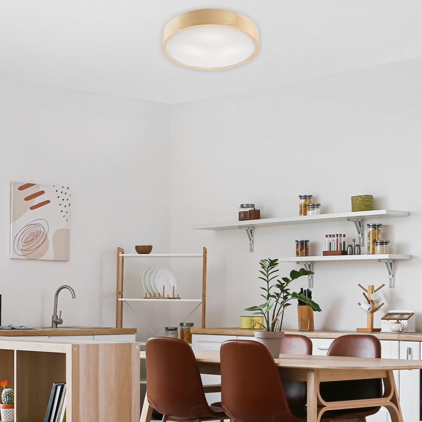 Taklampa NATURAL 3xE27/60W/230V Ø 47 cm i furu