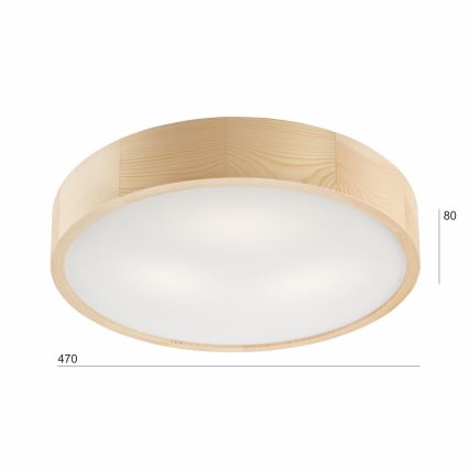 Taklampa NATURAL 3xE27/60W/230V Ø 47 cm i furu