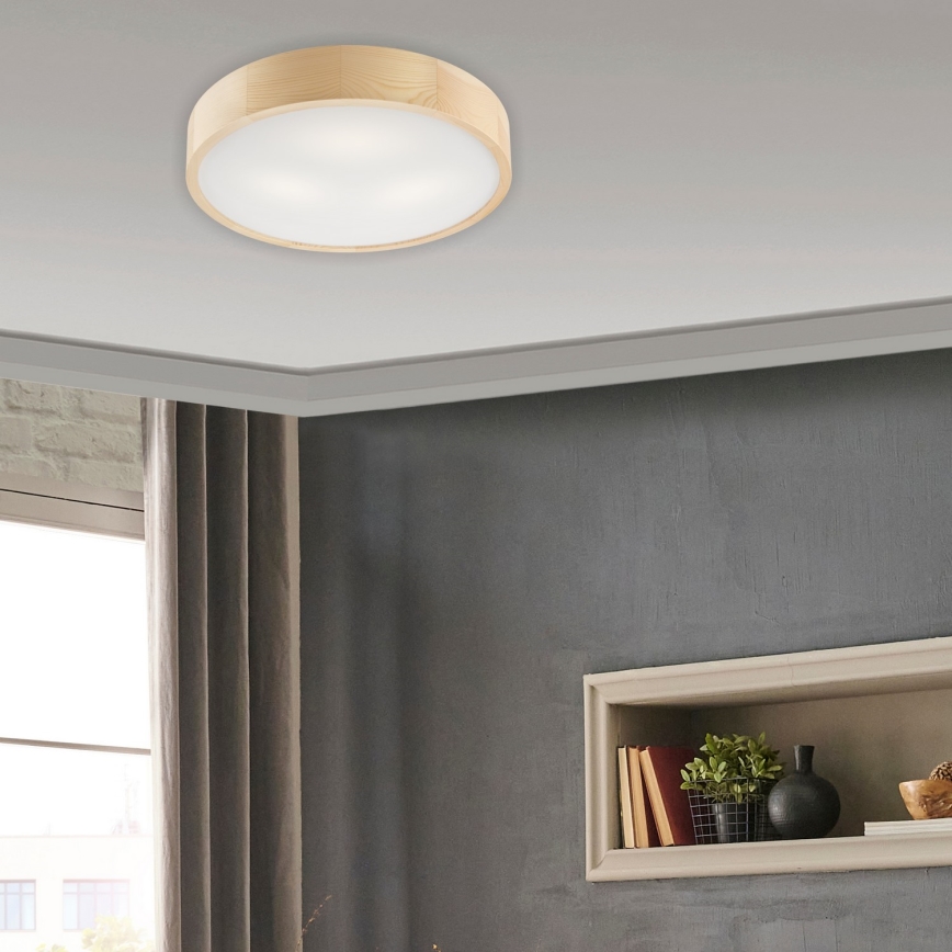 Taklampa NATURAL 3xE27/60W/230V, Ø 47,5 cm i furu