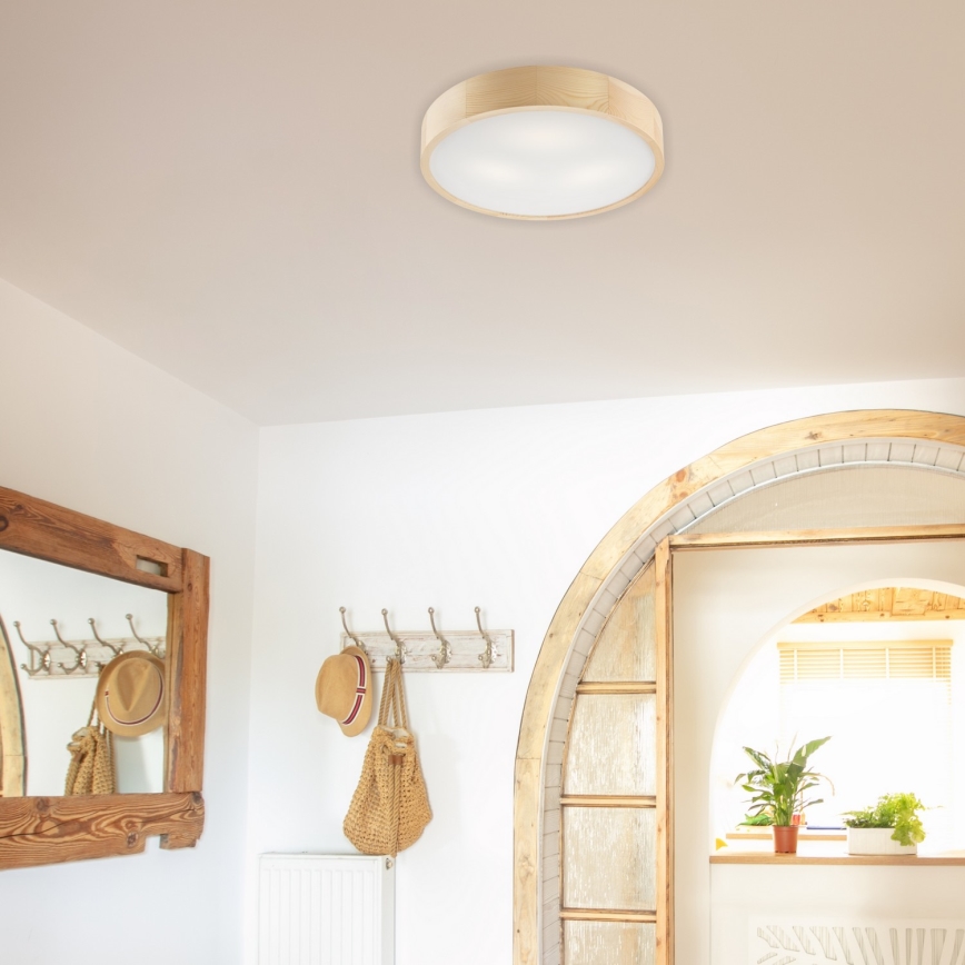 Taklampa NATURAL 3xE27/60W/230V, Ø 47,5 cm i furu