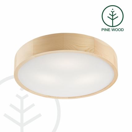 Taklampa NATURAL 3xE27/60W/230V, Ø 47,5 cm i furu