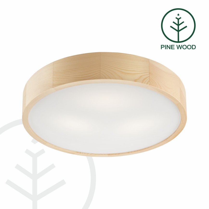 Taklampa NATURAL 3xE27/60W/230V, Ø 47,5 cm i furu