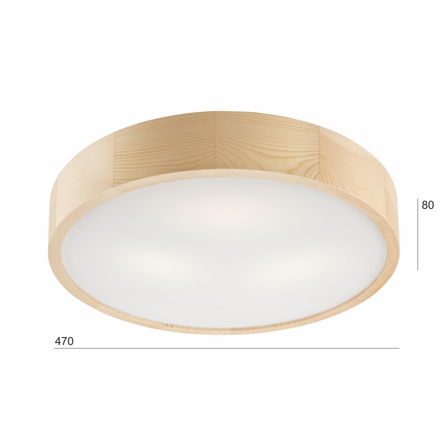 Taklampa NATURAL 3xE27/60W/230V, Ø 47,5 cm i furu