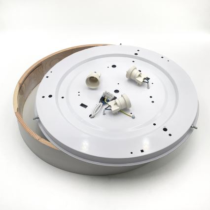 Taklampa NATURAL 5xE27/15W/230V Ø 47,5 cm furu/vit