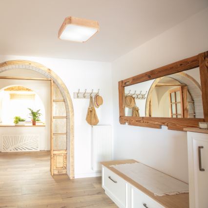 Taklampa NATURAL SQUARE 2xE27/15W/230V 35x35 cm tall