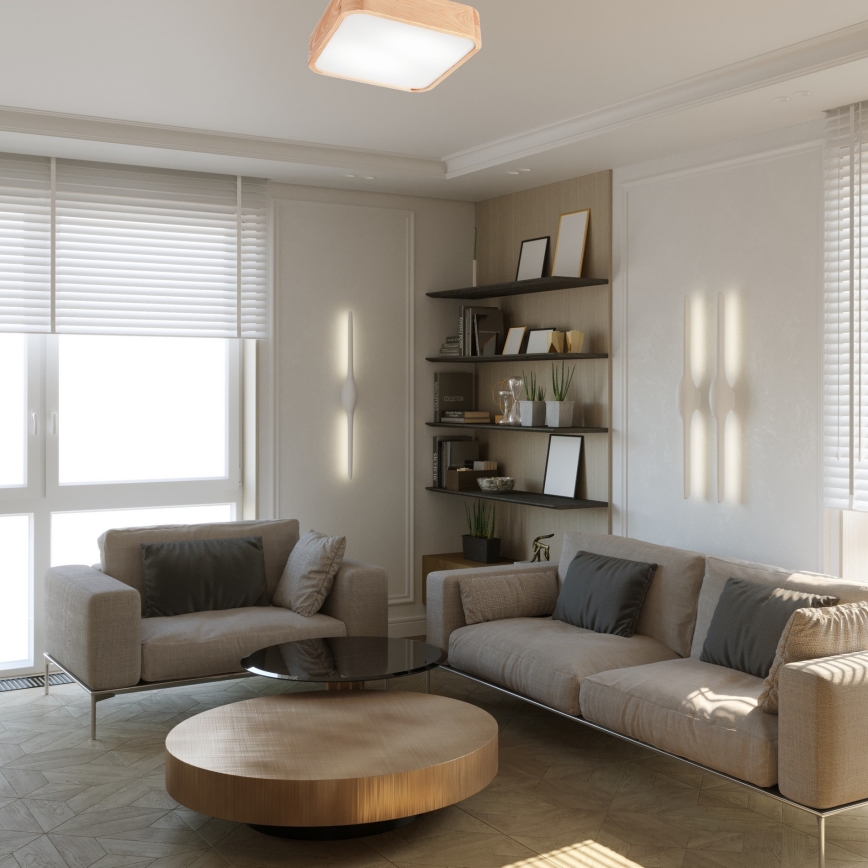 Taklampa NATURAL SQUARE 2xE27/15W/230V 35x35 cm tall