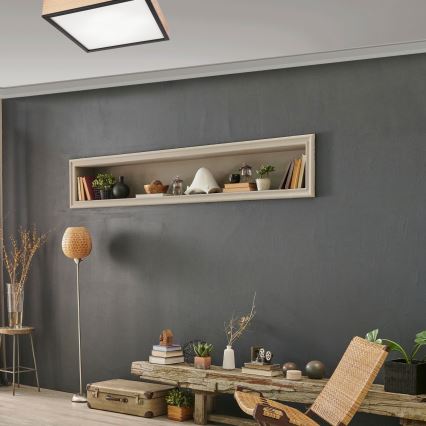 Taklampa NATURAL SQUARE 4xE27/15W/230V 48x48 cm tall/svart