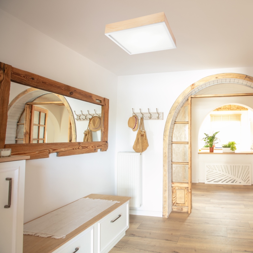 Taklampa NATURAL SQUARE 4xE27/15W/230V 48x48 cm tall/vit