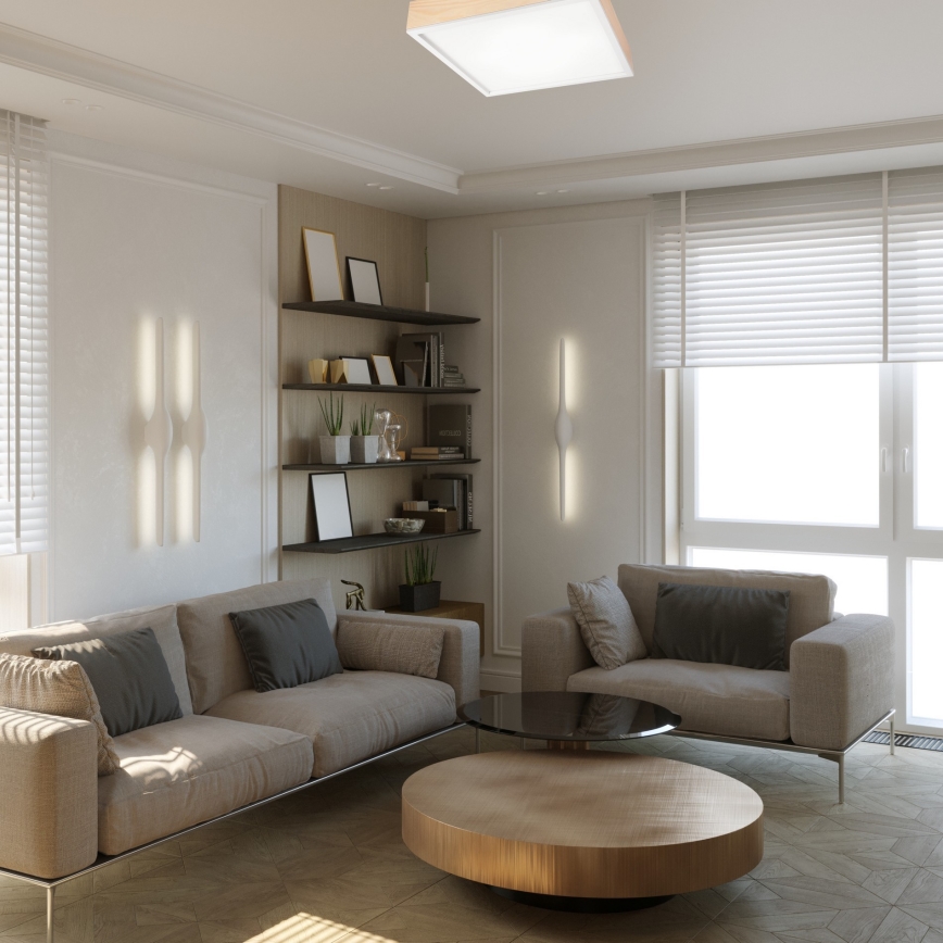 Taklampa NATURAL SQUARE 4xE27/15W/230V 48x48 cm tall/vit