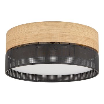 Taklampa NICOL 4xE27/15W/230V Ø 50 cm fanér/svart