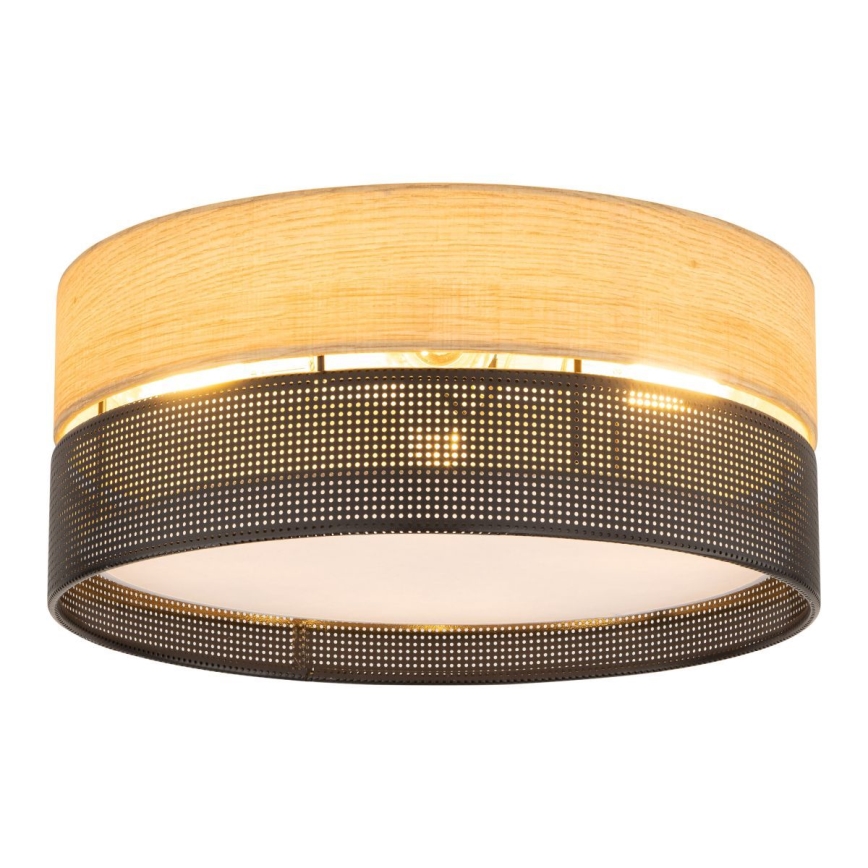 Taklampa NICOL 4xE27/15W/230V Ø 50 cm fanér/svart