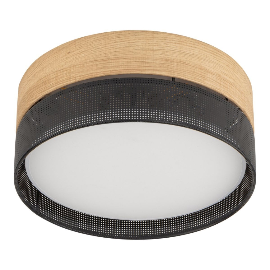 Taklampa NICOL 4xE27/15W/230V Ø 50 cm fanér/svart