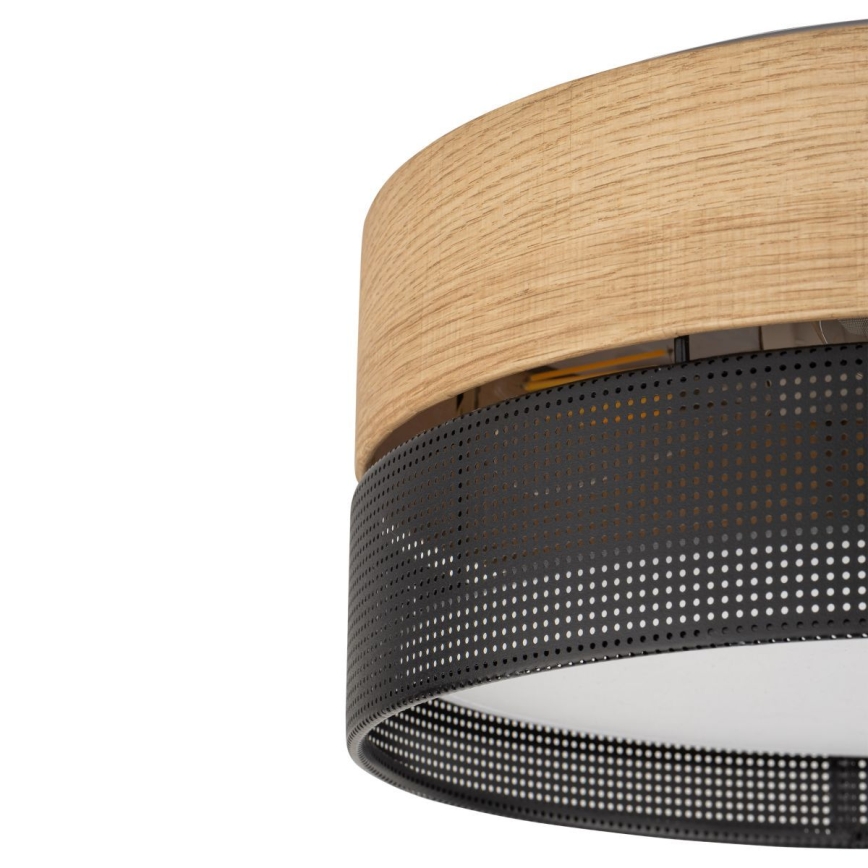 Taklampa NICOL 4xE27/15W/230V Ø 50 cm fanér/svart
