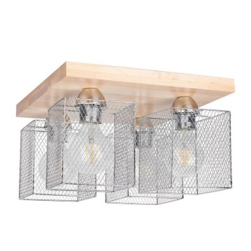 Taklampa NORMAN WOOD 4xE27/25W/230V björk