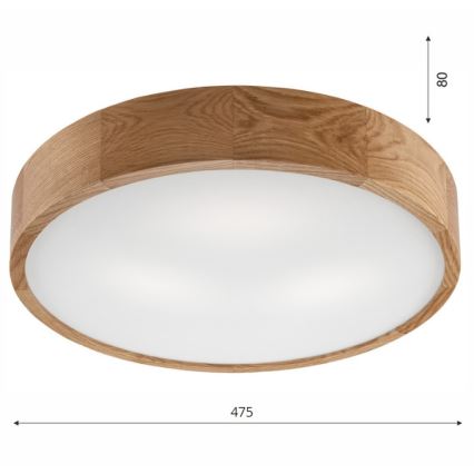 Taklampa OAK 3xE27/60W/230V ek Ø 47,5 cm