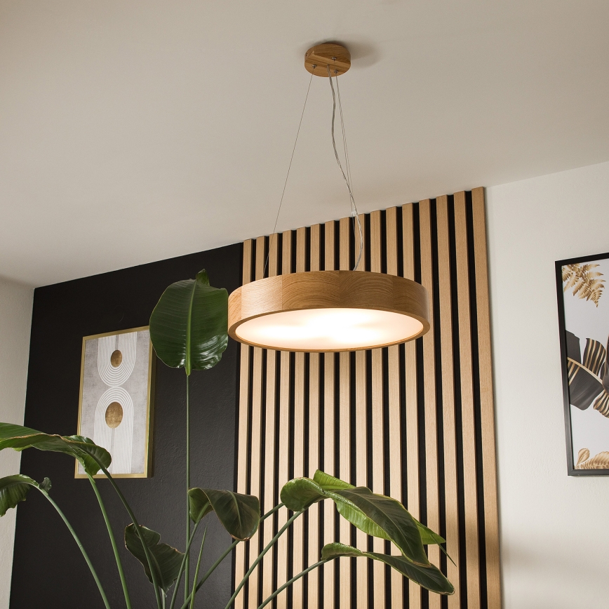 Taklampa i ek med 3xE27/60W/230V, diameter 47,5 cm