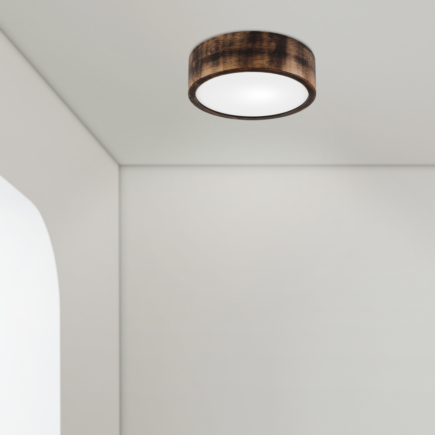 Taklampa OAK SMOKY 1xE27/15W/230V Ø 27,5 cm ek/mörkbrun