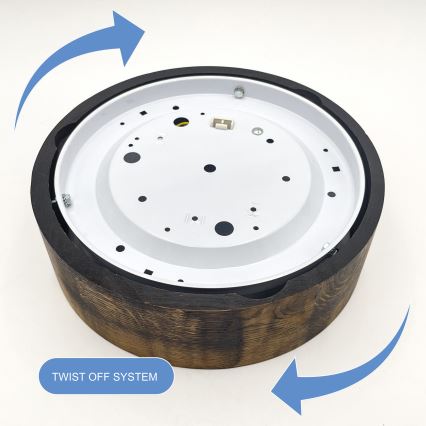 Taklampa OAK SMOKY 1xE27/15W/230V Ø 27,5 cm ek/mörkbrun