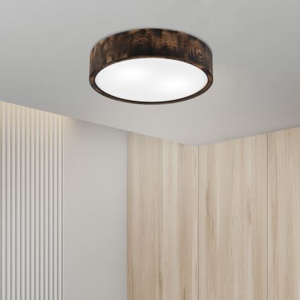 Taklampa OAK SMOKY 2xE27/15W/230V Ø 37,5 cm ek/mörkbrun
