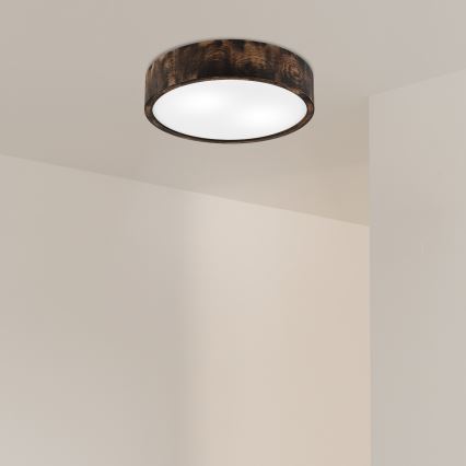 Taklampa OAK SMOKY 2xE27/15W/230V Ø 37,5 cm ek/mörkbrun