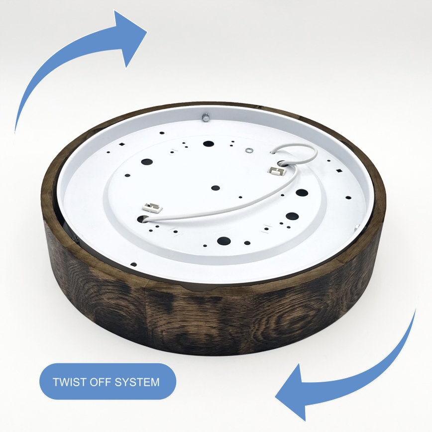 Taklampa OAK SMOKY 2xE27/15W/230V Ø 37,5 cm ek/mörkbrun