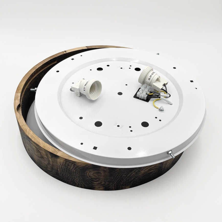 Taklampa OAK SMOKY 2xE27/15W/230V Ø 37,5 cm ek/mörkbrun