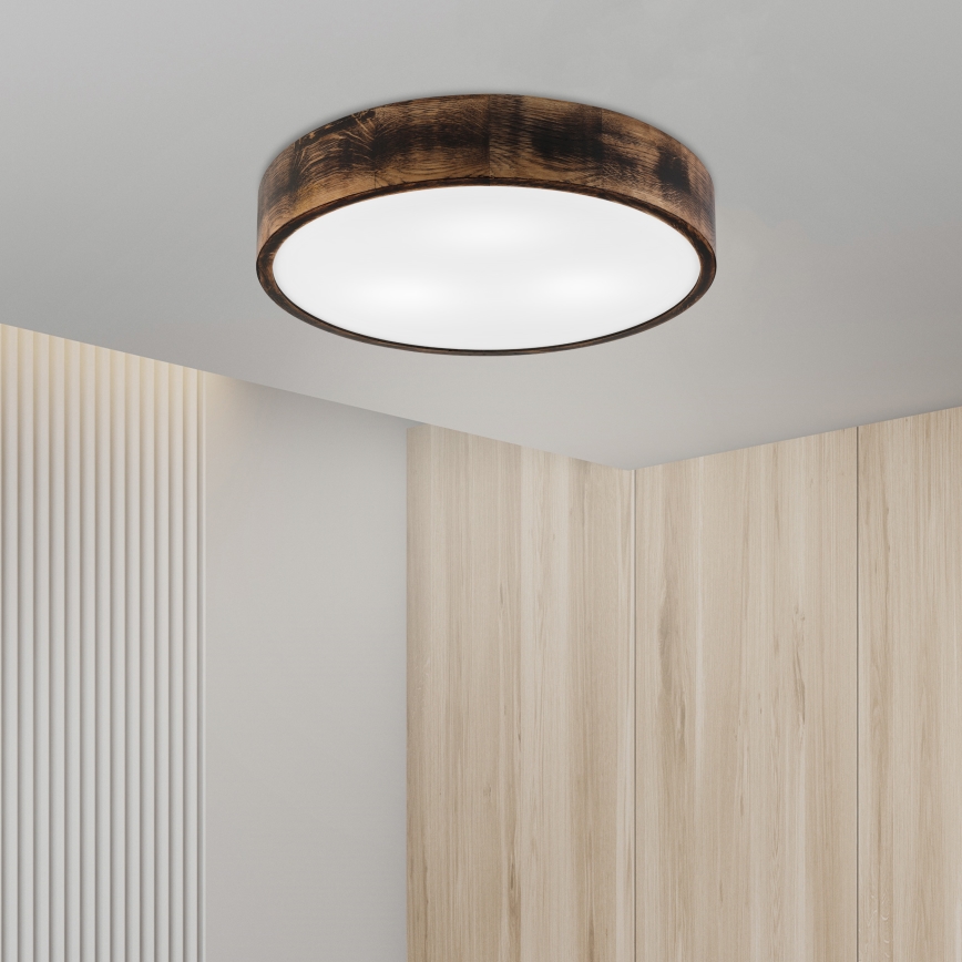 Taklampa OAK SMOKY 3xE27/15W/230V Ø 47,5 cm ek/mörkbrun