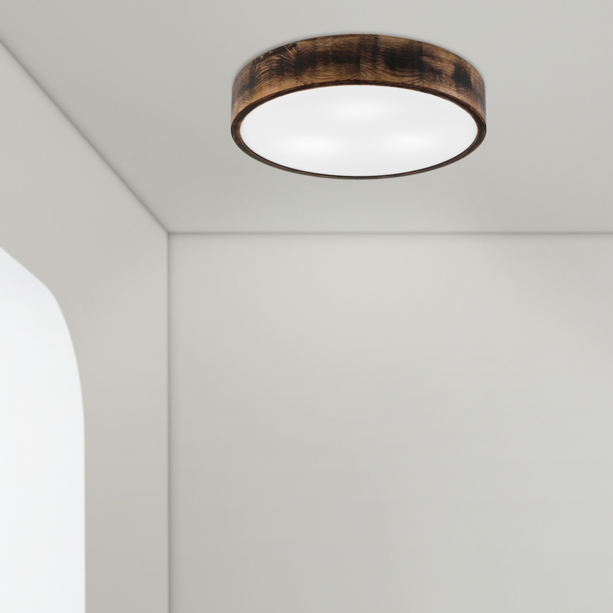 Taklampa OAK SMOKY 3xE27/15W/230V Ø 47,5 cm ek/mörkbrun