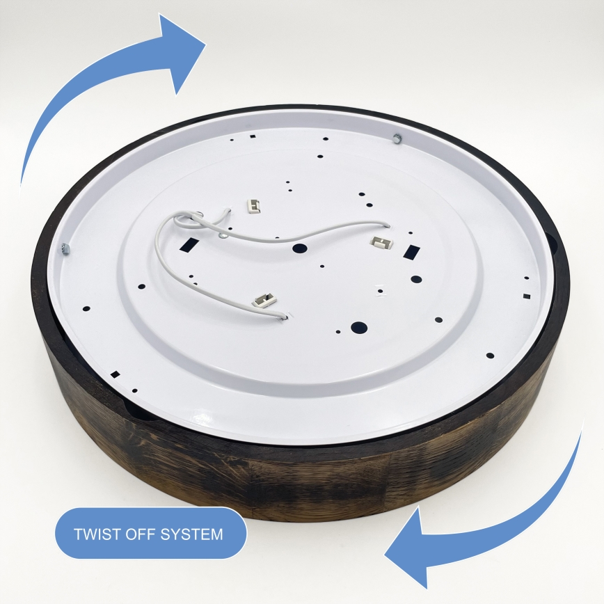 Taklampa OAK SMOKY 3xE27/15W/230V Ø 47,5 cm ek/mörkbrun