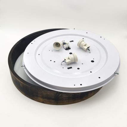 Taklampa OAK SMOKY 3xE27/15W/230V Ø 47,5 cm ek/mörkbrun