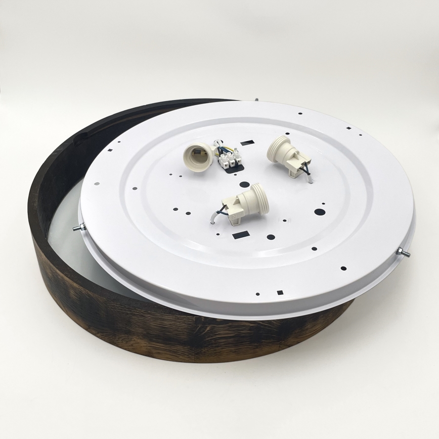 Taklampa OAK SMOKY 3xE27/15W/230V Ø 47,5 cm ek/mörkbrun