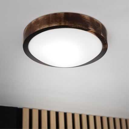 Taklampa OAK SMOKY SLIM 1xE27/15W/230V, Ø 27 cm, ek/mörkbrun