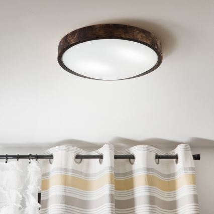 Taklampa OAK SMOKY SLIM 2xE27/15W/230V Ø 37 cm ek/mörkbrun