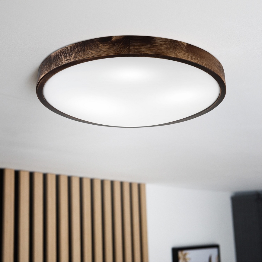 Taklampa OAK SMOKY SLIM 3xE27/15W/230V Ø 47 cm ek/mörkbrun