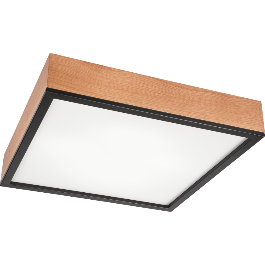 Taklampa OAK SQUARE 4xE27/15W/230V 48x48 cm ek/svart