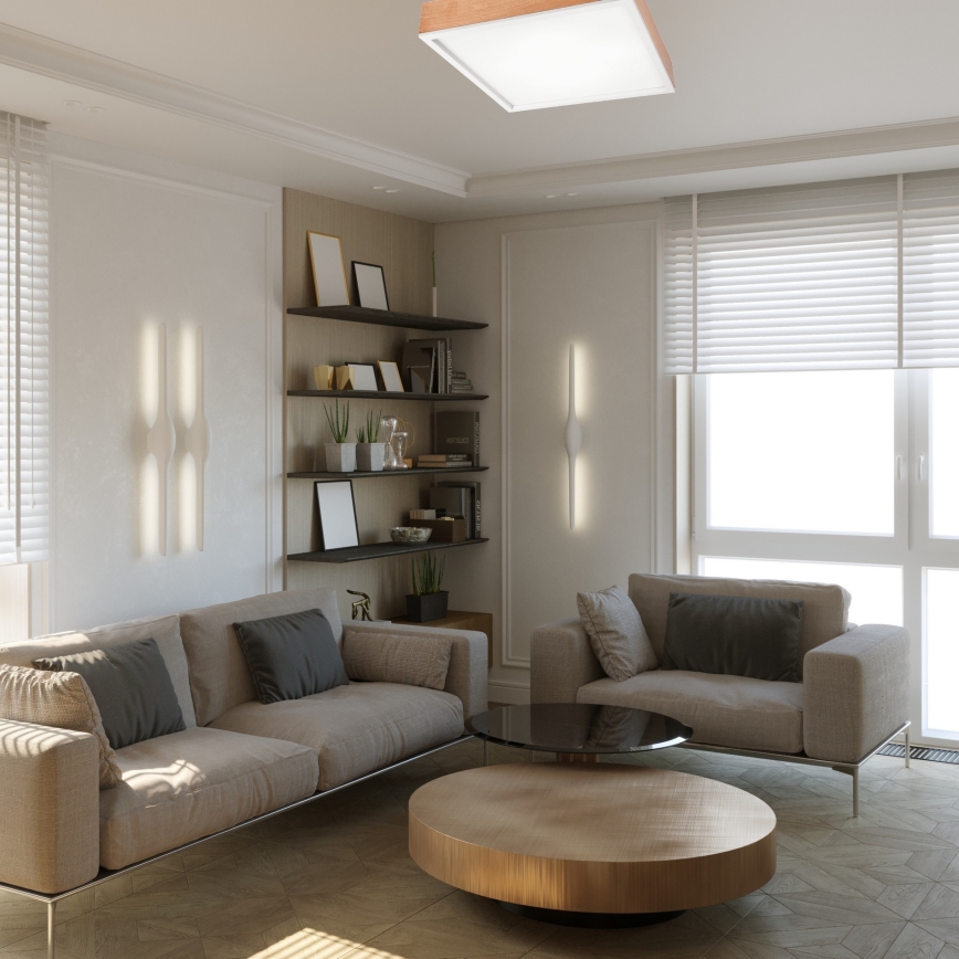 Taklampa OAK SQUARE 4xE27/15W/230V 48x48 cm ek/vit