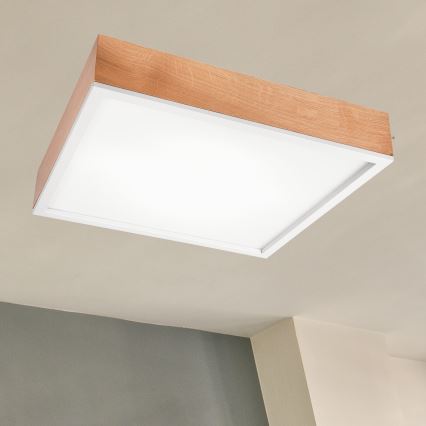 Taklampa OAK SQUARE 4xE27/15W/230V 48x48 cm ek/vit