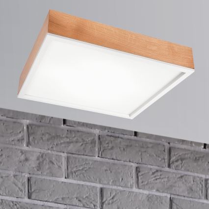 Taklampa OAK SQUARE 4xE27/15W/230V 48x48 cm ek/vit