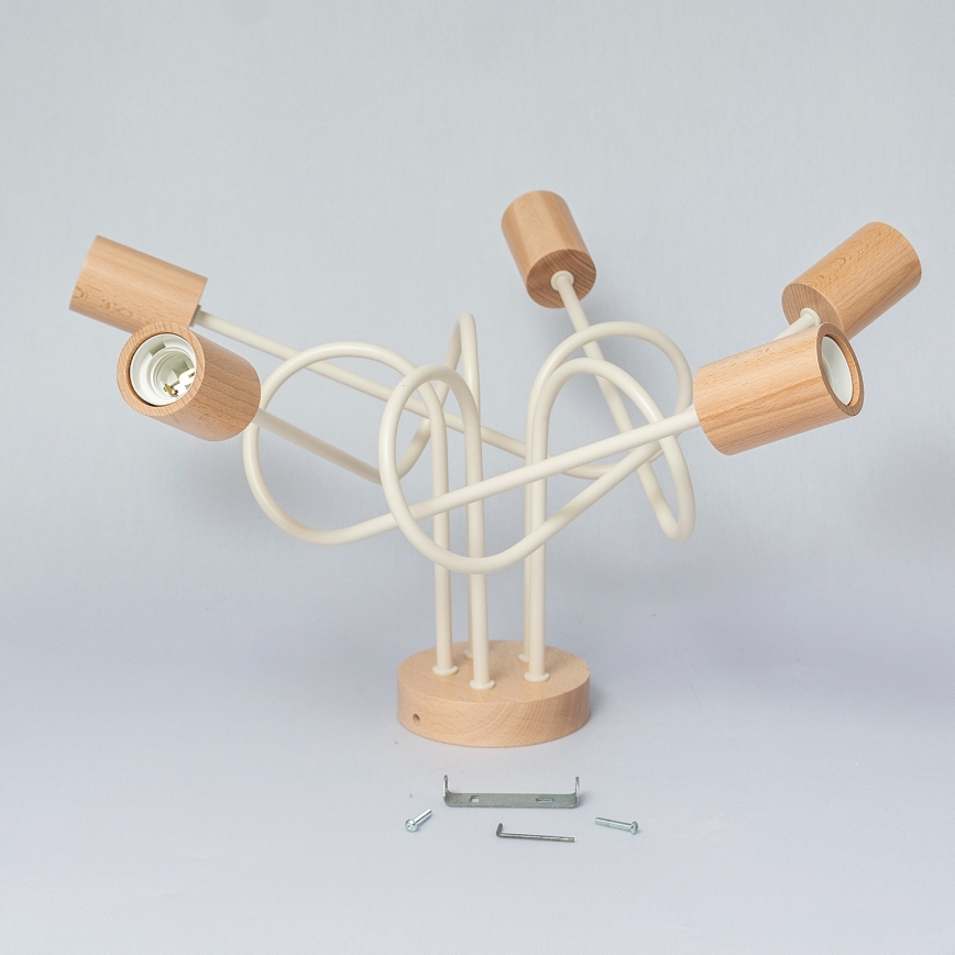 Taklampa OXFORD 5xE27/15W/230V furu/krämvit