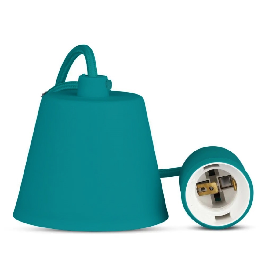 Taklampa med lina 1xE27/60W/230V turkos