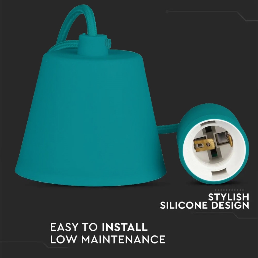 Taklampa med lina 1xE27/60W/230V turkos