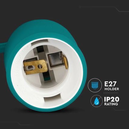 Taklampa med lina 1xE27/60W/230V turkos