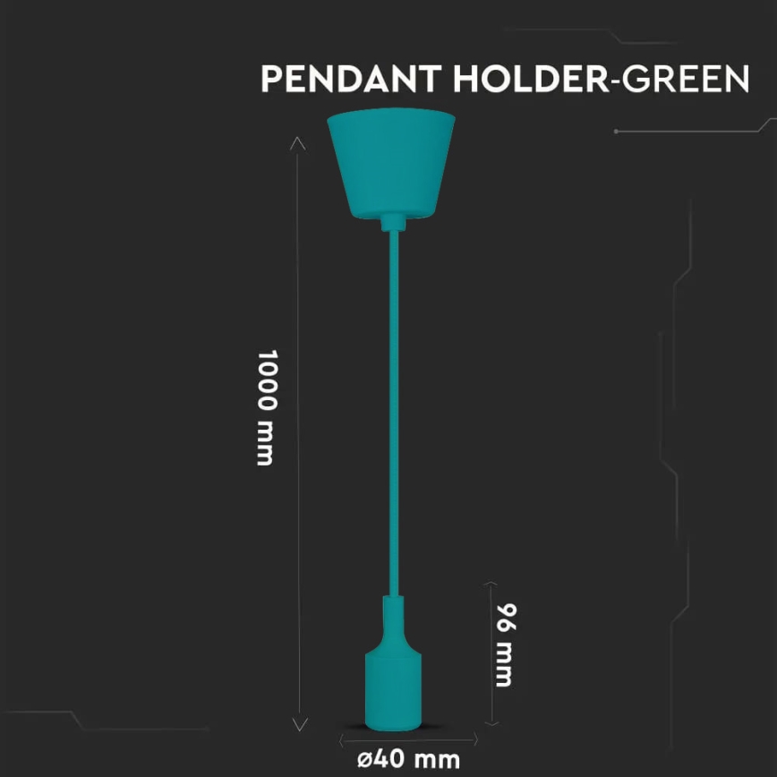 Taklampa med lina 1xE27/60W/230V turkos