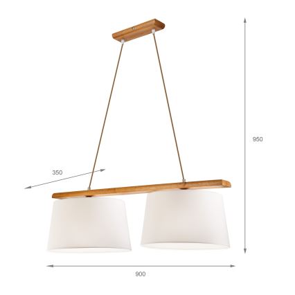 Taklampa på kabel AIDA 2xE27/60W/230V Ø 35 cm ek