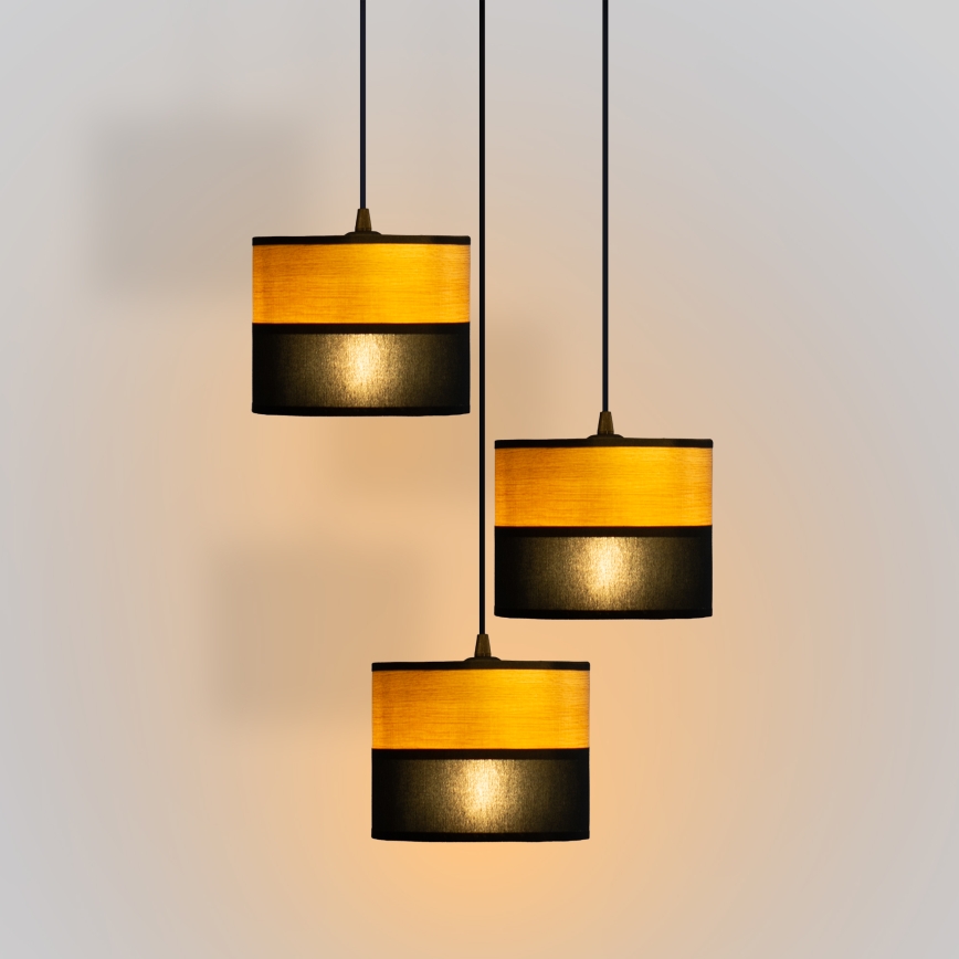 Taklampa på kabel ALBA 3xE27/15W/230V Ø 40 cm svart/brun