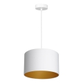 Taklampa på kabel ARDEN 1xE27/60W/230V Ø 25 cm vit/guld