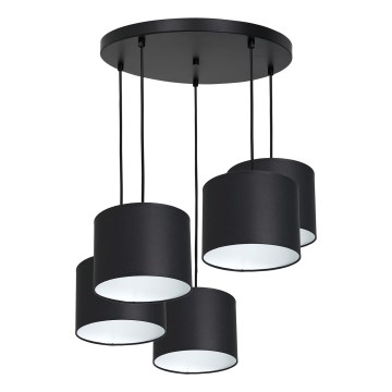 Taklampa på kabel ARDEN 5xE27/60W/230V svart/vit